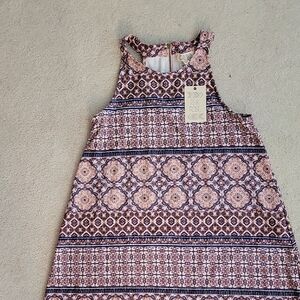 Pink Rose Geometric Pattern Dress - Pink and Black